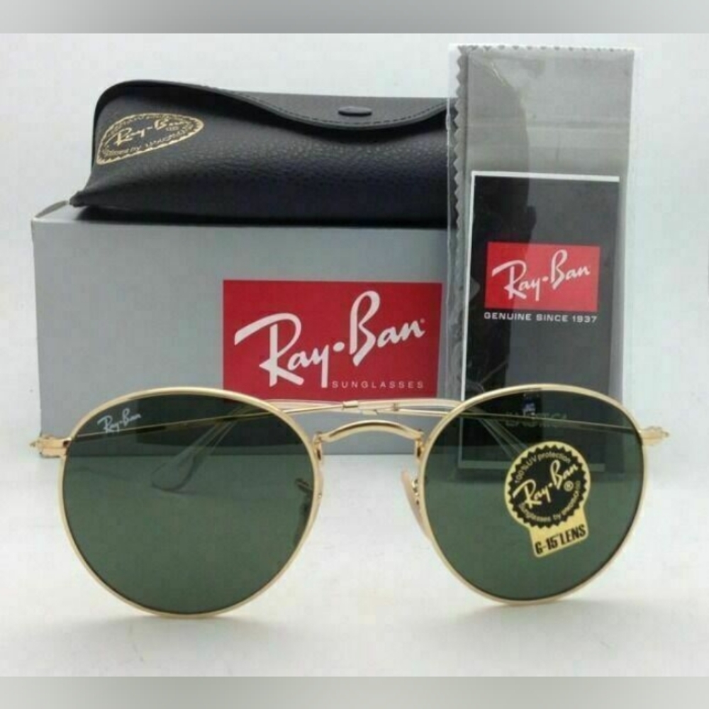 LIKE NEW RayBan Round Metal RB3447 Green G15 Lens Ray ban Sunglasses